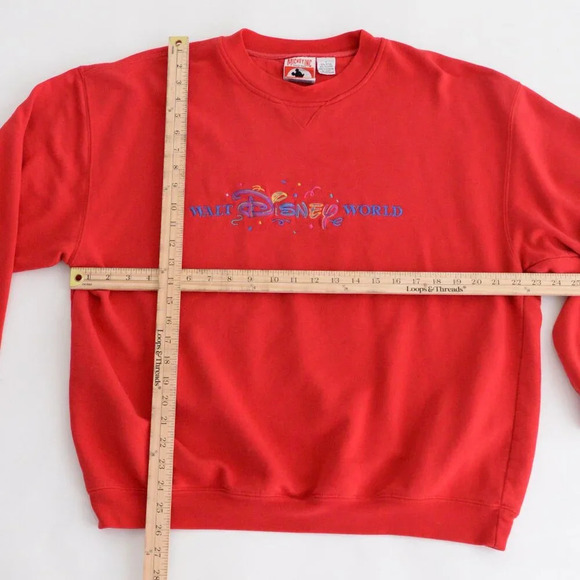 Vintage Mickey Inc Red  Embroidered Walt Disney World Crew Neck Sweater Large - Picture 3 of 11